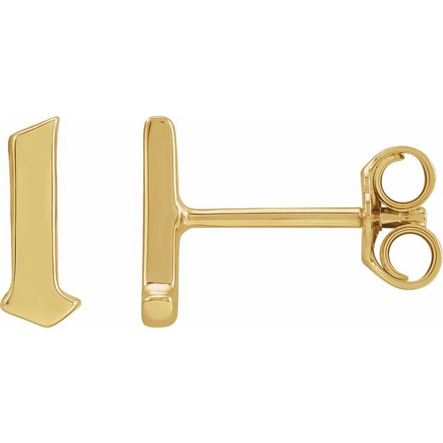 14K Yellow Single Gothic Initial L Earring