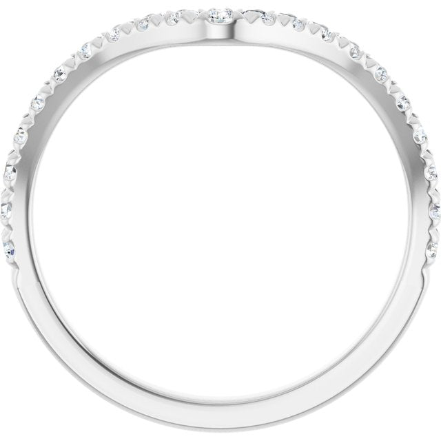 14K White 1/3 CTW Lab-Grown Diamond French-Set Contour Band