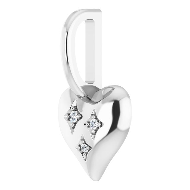 Sterling Silver .01 CTW Natural Diamond Heart Charm/Pendant