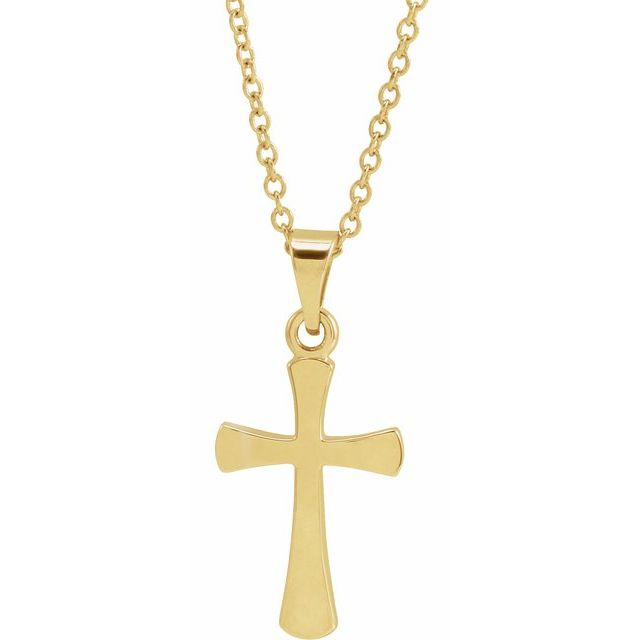 14K Yellow Cross 18' Necklace