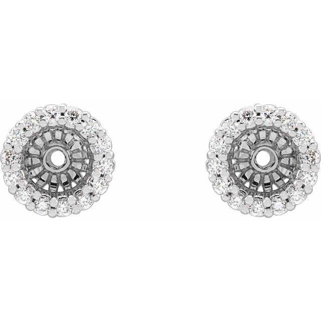 14k White 1/6 Ctw Natural Diamond Earring Jackets With 4.1 Mm Id