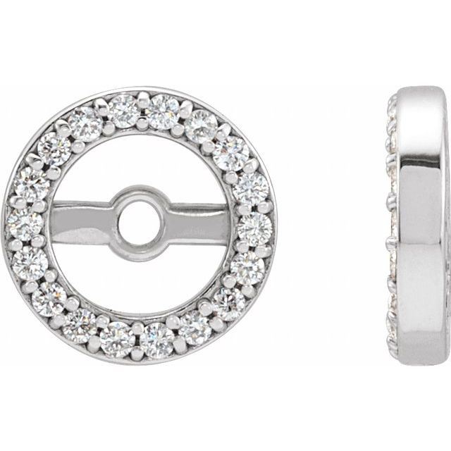 14k White .08 Ctw Natural Diamond Earring Jackets With 4.6 Mm Id