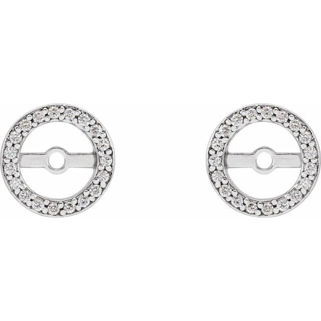 14k White 1/8 Ctw Natural Diamond Earring Jackets With 5.3 Mm Id