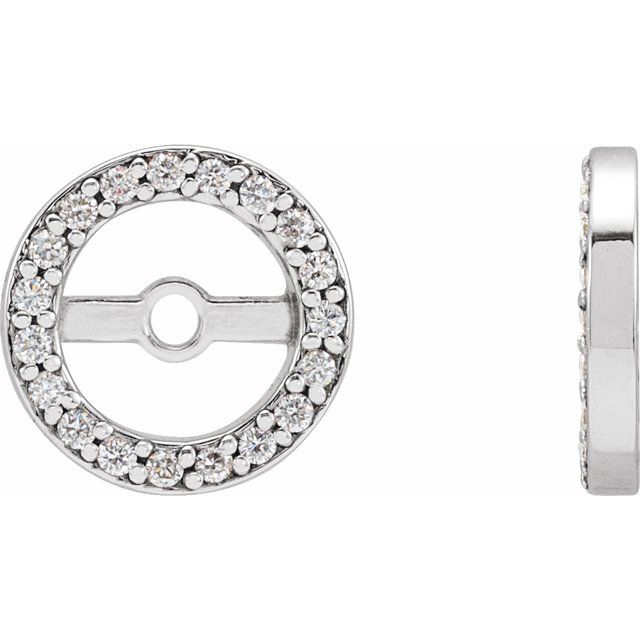 14k White 1/8 Ctw Natural Diamond Earring Jackets With 5.3 Mm Id