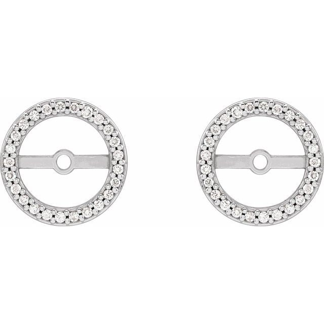 14k White 1/8 Ctw Natural Diamond Earring Jackets With 7 Mm Id