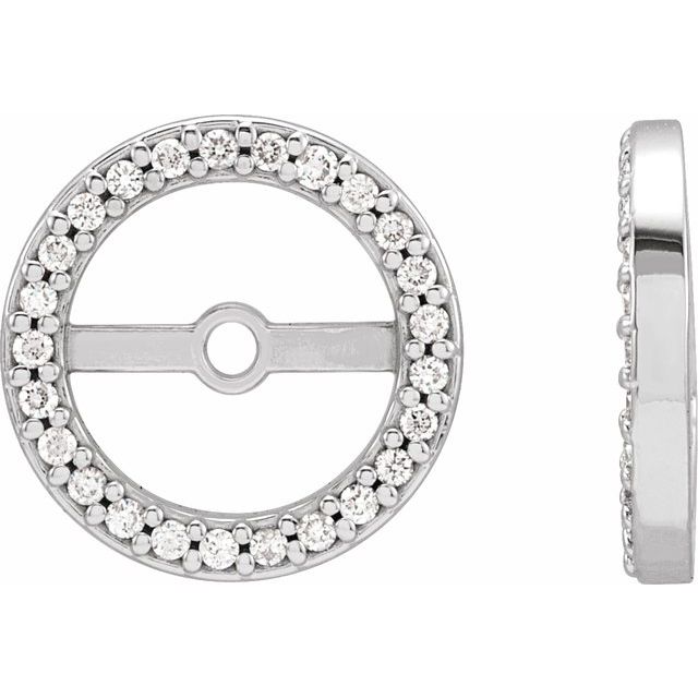 14k White 1/8 Ctw Natural Diamond Earring Jackets With 7 Mm Id