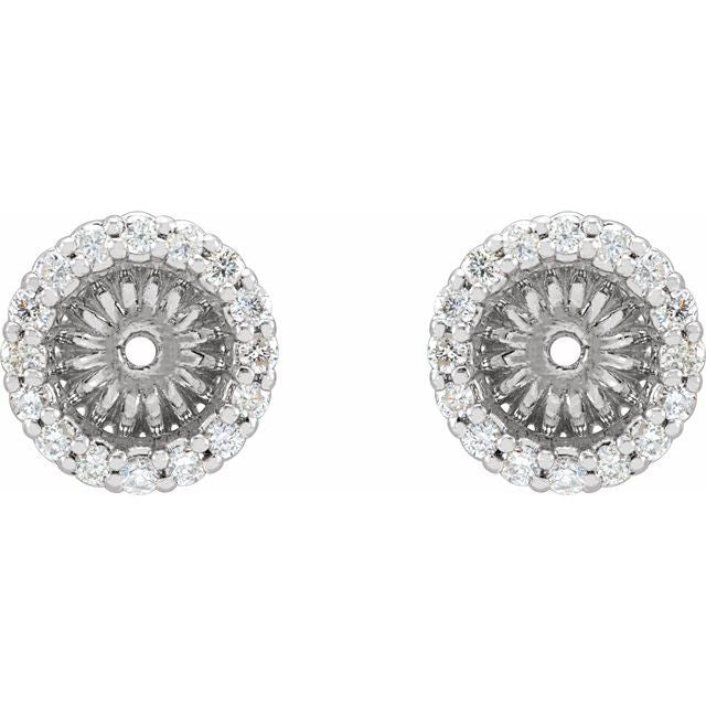 14k White 1/6 Ctw Natural Diamond Earring Jackets With 4.6 Mm Id