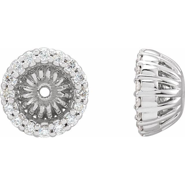 14k White 1/6 Ctw Natural Diamond Earring Jackets With 4.6 Mm Id