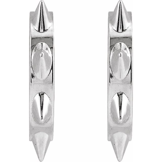 Sterling Silver Spike 13.43 mm Hoop Earrings