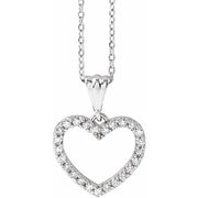 14K White 1/5 CTW Natural Diamond Heart 18' Necklace