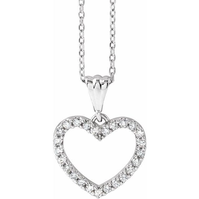 14K White 1/5 CTW Natural Diamond Heart 18' Necklace