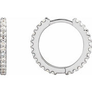 14K White 1/2 CTW Natural Diamond 16 mm Hoop Earrings