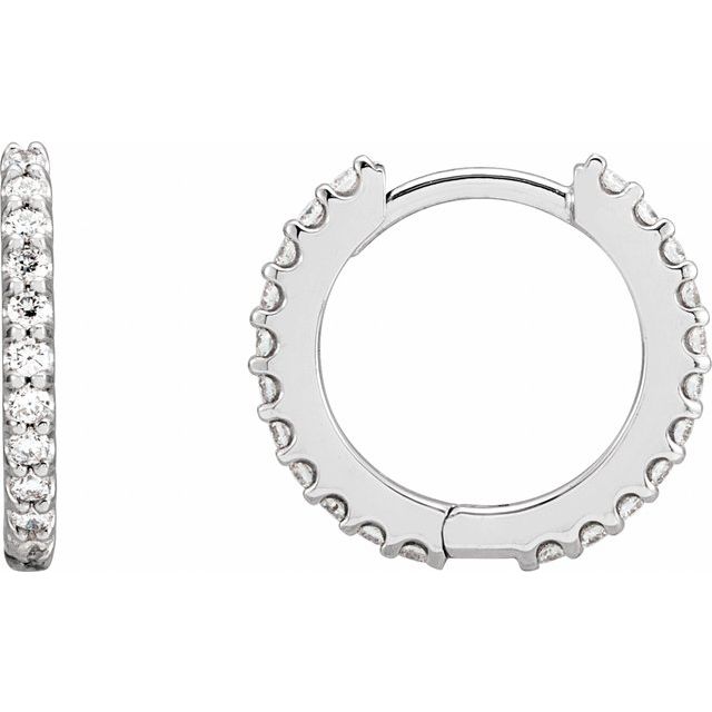 14K White 3/8 CTW Natural Diamond 13.64 mm Hoop Earrings