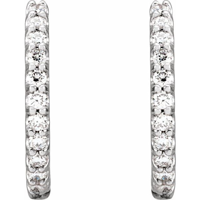 14K White 3/8 CTW Natural Diamond 13.64 mm Hoop Earrings