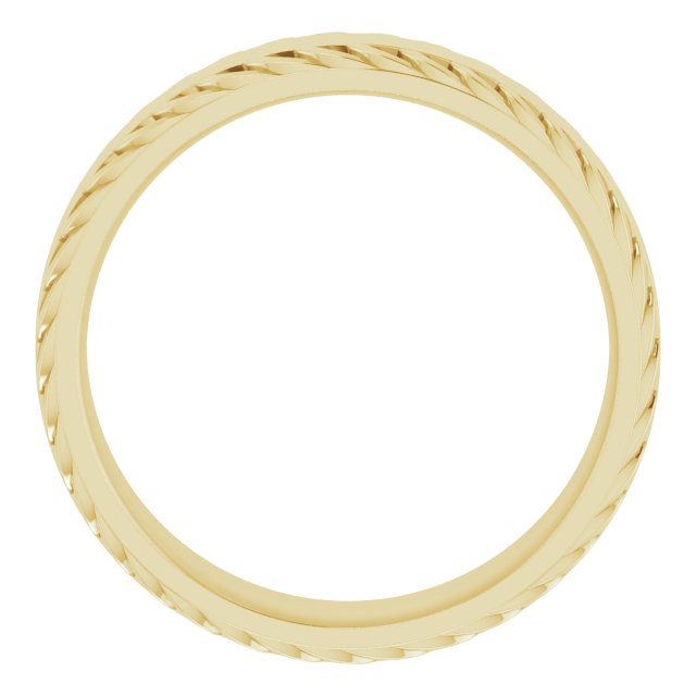 18K Yellow 6 mm Sculptural Flat Band Size 10