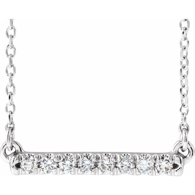 Sterling Silver 1/8 CTW Natural Diamond French-Set Bar 16' Necklace
