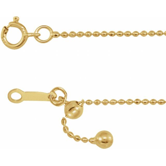 14K Yellow 1 mm Adjustable Bead 16-22' Chain