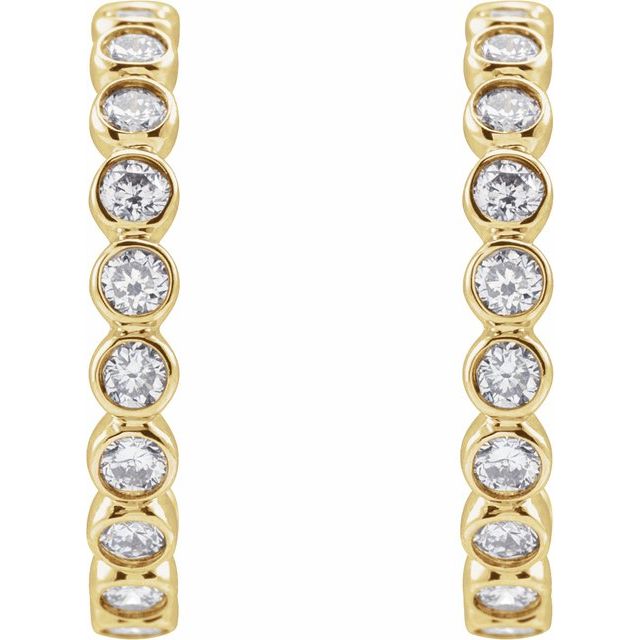 14K Yellow 3/8 CTW Lab-Grown Diamond Hoop Earrings