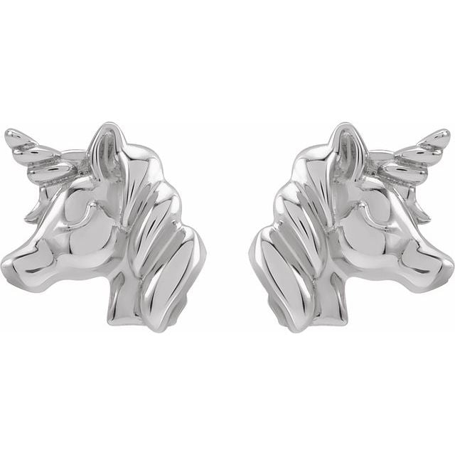 Sterling Silver Youth Unicorn Earrings