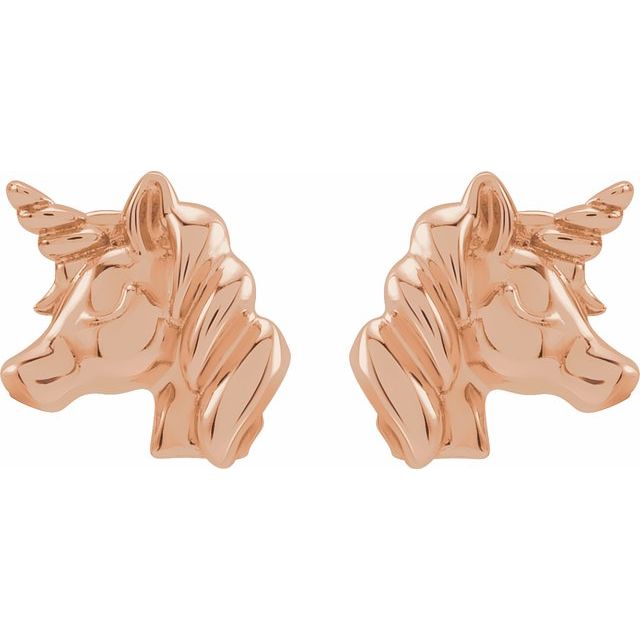 14K Rose Youth Unicorn Earrings
