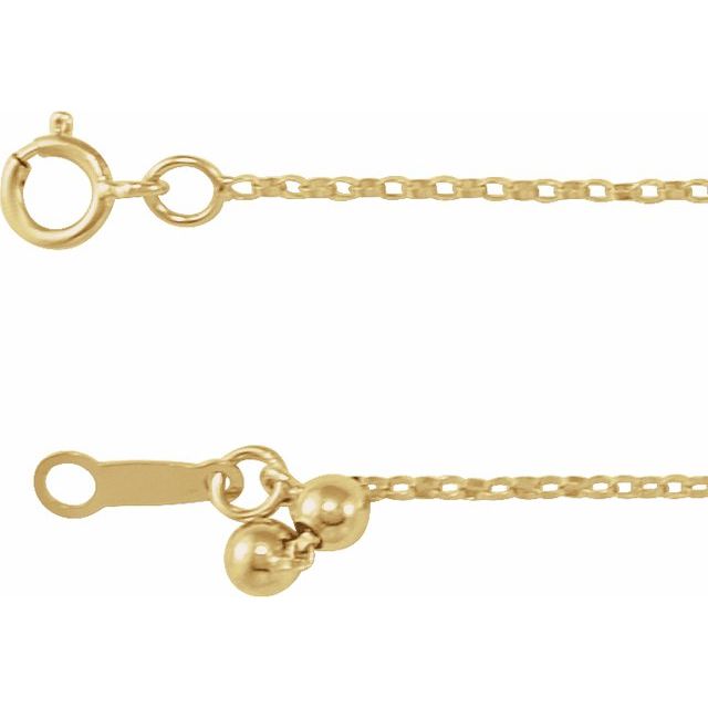 14K Yellow 1.1 mm Adjustable Rolo 16-22' Chain