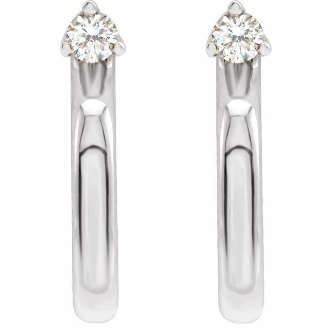 14K White .06 CTW Natural Diamond Hoop Earring