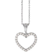 14K White 3/8 CTW Natural Diamond Heart 18' Necklace
