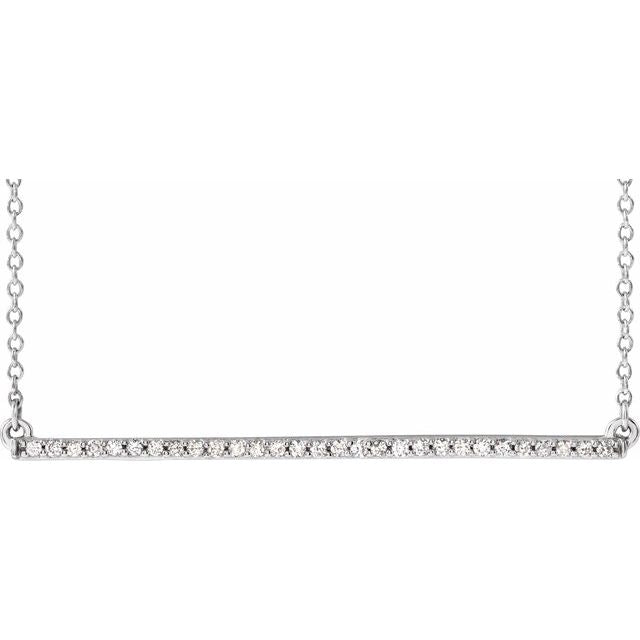 14K White 1/6 CTW Natural Diamond Bar 16-18' Necklace