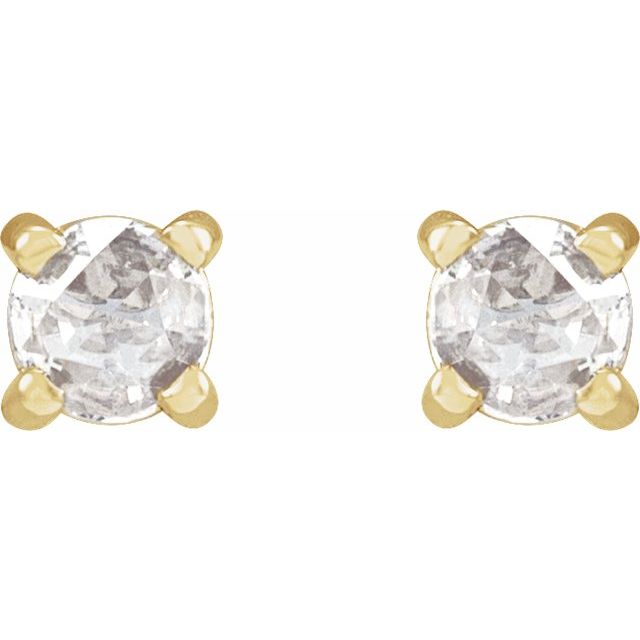 14K Yellow 1/8 CTW Rose-Cut Natural Diamond 4-Prong Claw Earrings