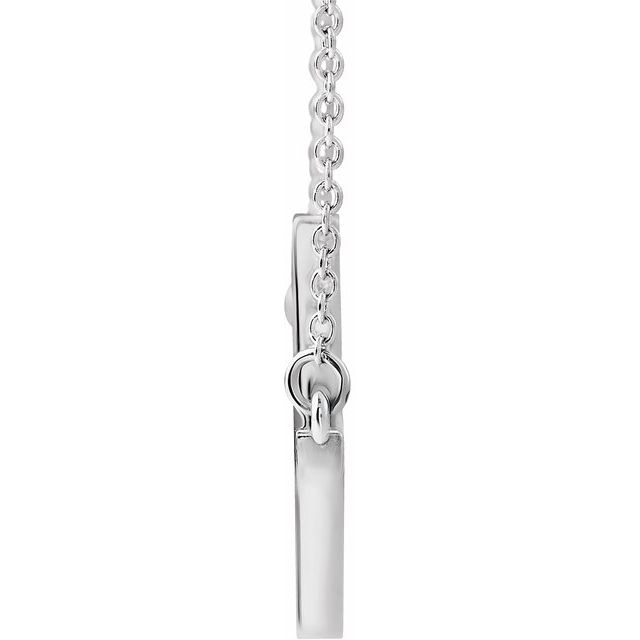 14K White 28x16.2 mm Sideways Cross 16-18' Necklace