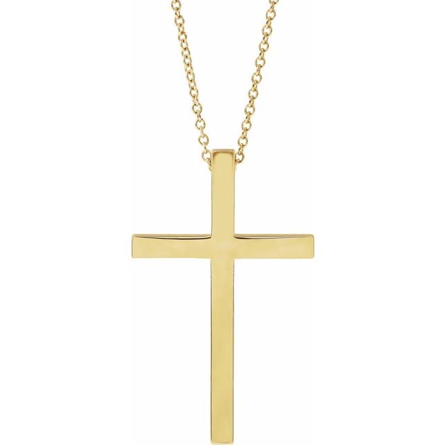 14k Yellow 29.5x18.2 Mm Cross 18' Necklace