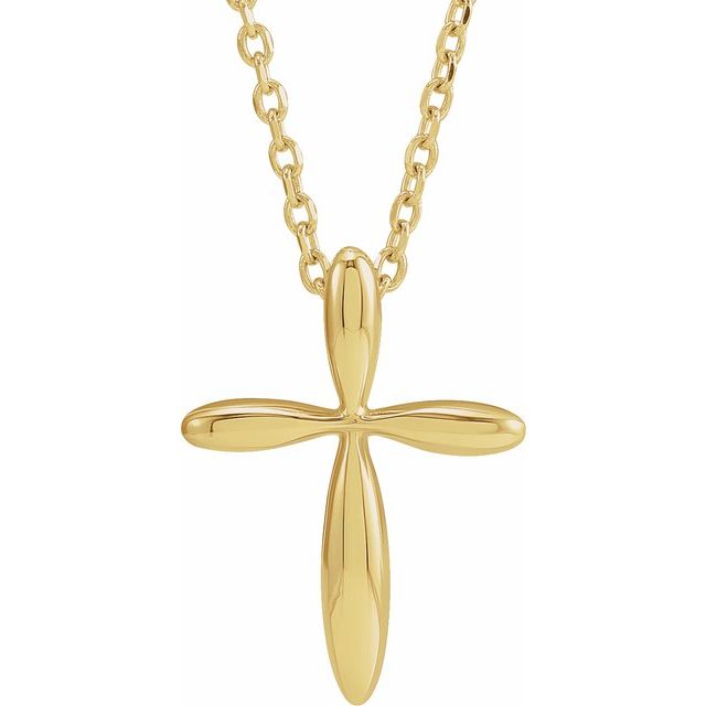 14k Yellow 14.65x11.2 Mm Cross 16-18' Necklace