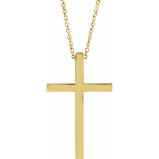 14k Yellow 25.7x15.7 Mm Cross 18' Necklace