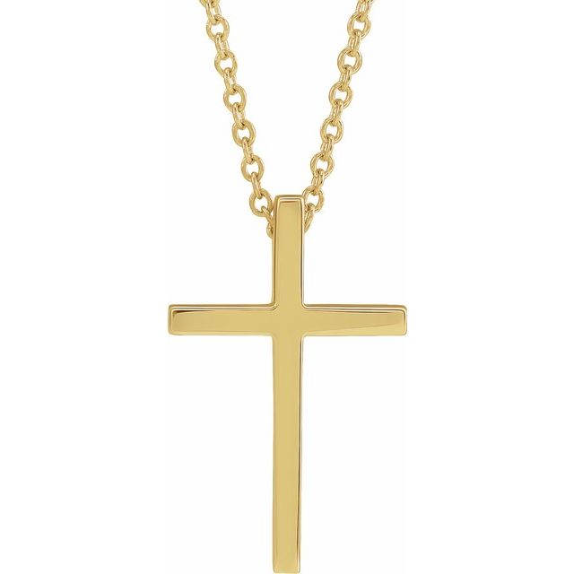 14k Yellow 17.4x11.1 Mm Cross 18' Necklace