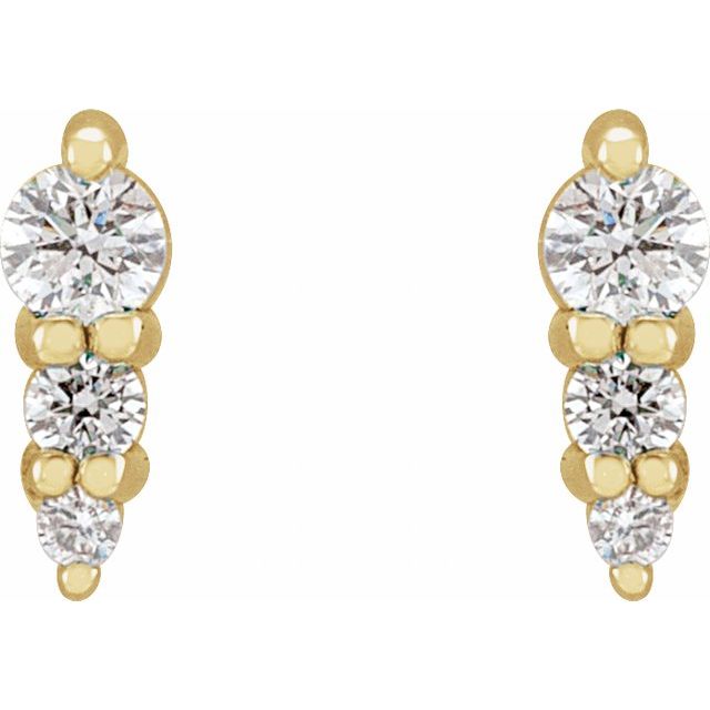 14K Yellow .08 CTW Natural Diamond Graduated Bar Earrings