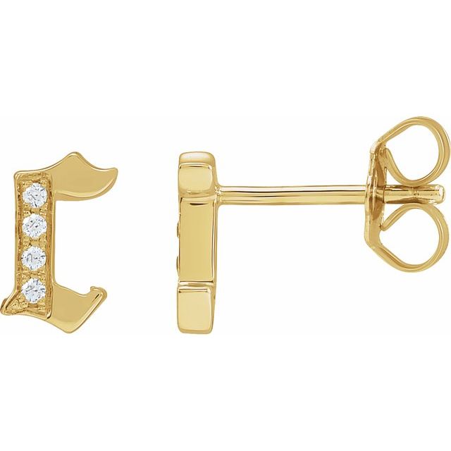 14K Yellow .03 CTW Natural Diamond Gothic Initial C Earring