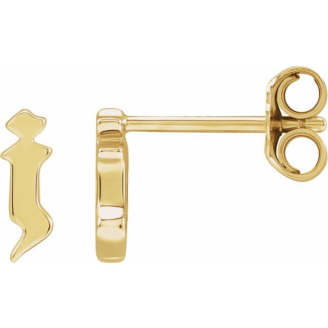 14K Yellow Single Gothic Initial J Earring
