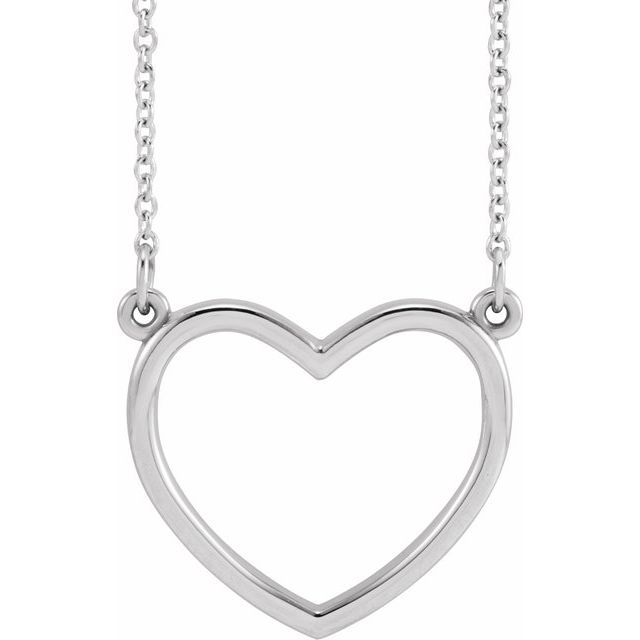14K White Heart 16' Necklace