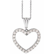 14K White 1 CTW Natural Diamond Heart 18' Necklace