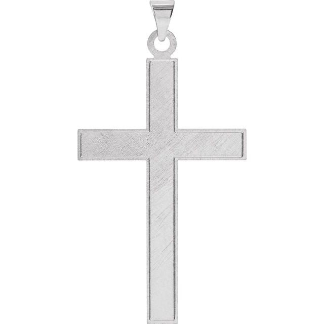 14K White 21.5x12 mm Cross Pendant