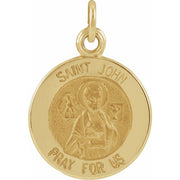 14K Yellow 12 mm Round St. John the Evangelist Medal