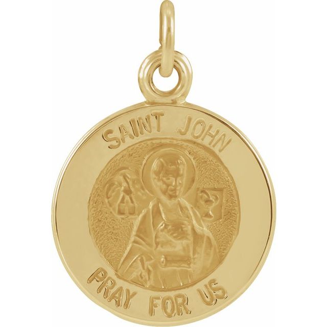 14K Yellow 12 mm Round St. John the Evangelist Medal