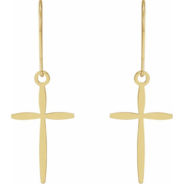 14K Yellow Cross Earrings