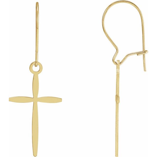 14K Yellow Cross Earrings