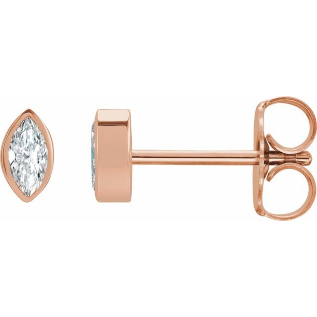 14K Rose 1/6 CTW Natural Diamond Solitaire Bezel-Set Earrings