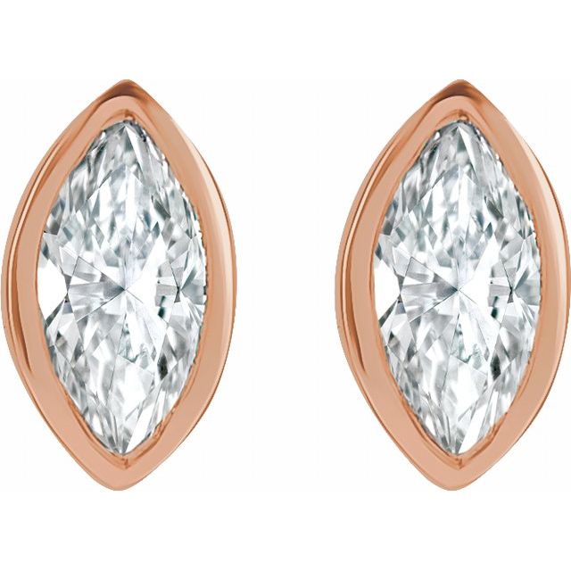 14K Rose 1/6 CTW Natural Diamond Solitaire Bezel-Set Earrings