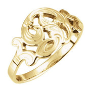 14K Yellow Script Initial D Ring