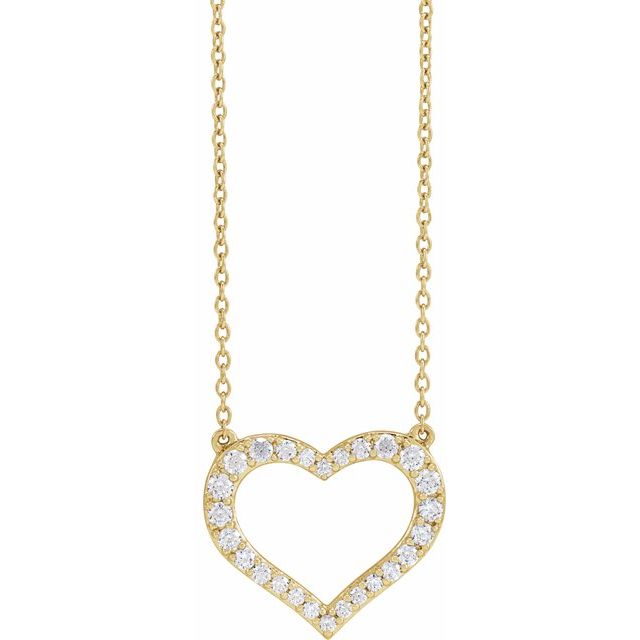 14K Yellow 3/8 CTW Lab-Grown Diamond Heart 16-18' Necklace