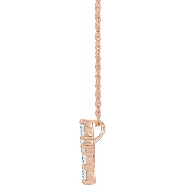 14K Rose 1/2 CTW Lab-Grown Diamond Cross 18' Necklace