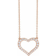 14K Rose 3/8 CTW Lab-Grown Diamond Heart 16-18' Necklace